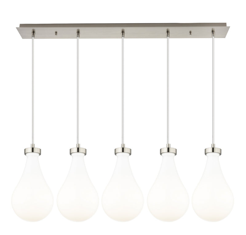 Innovations 125-451-1P-SN-G451-7GWH Five Light Linear Pendant, Brushed Satin Nickel
