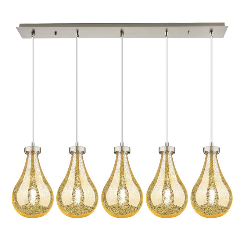 Innovations 125-451-1P-SN-G451-7ME Five Light Linear Pendant, Brushed Satin Nickel