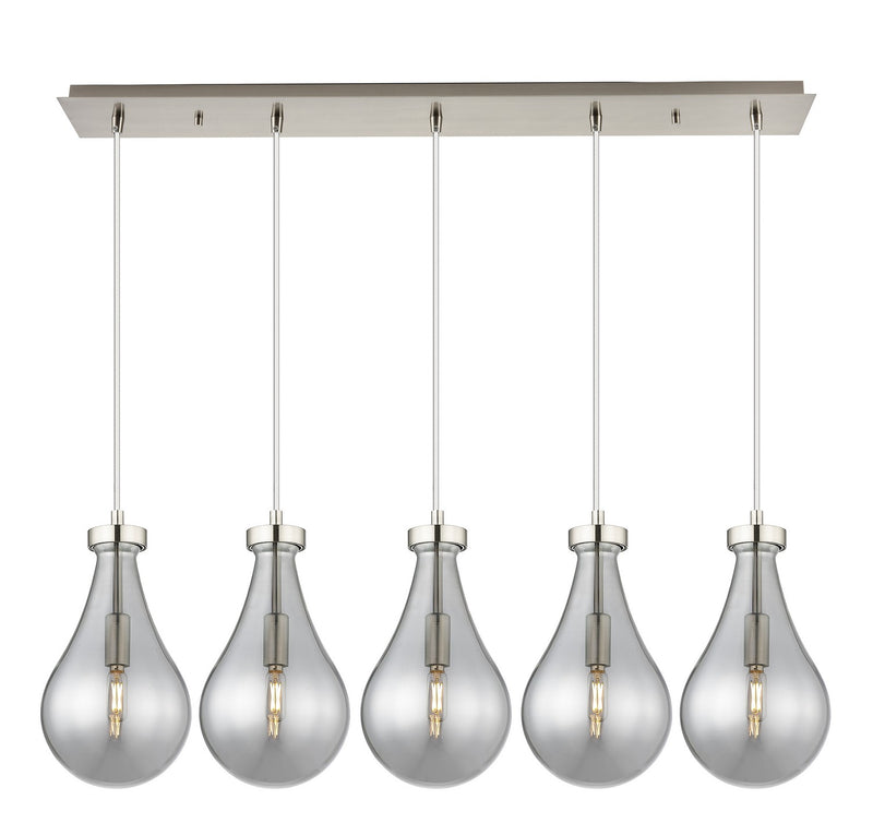 Innovations 125-451-1P-SN-G451-7SM Five Light Linear Pendant, Brushed Satin Nickel