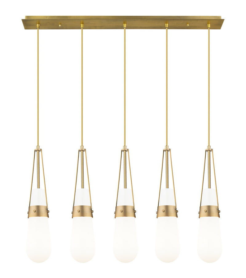 Innovations 125-452-1P-BB-G452-4GWH Five Light Linear Pendant, Brushed Brass