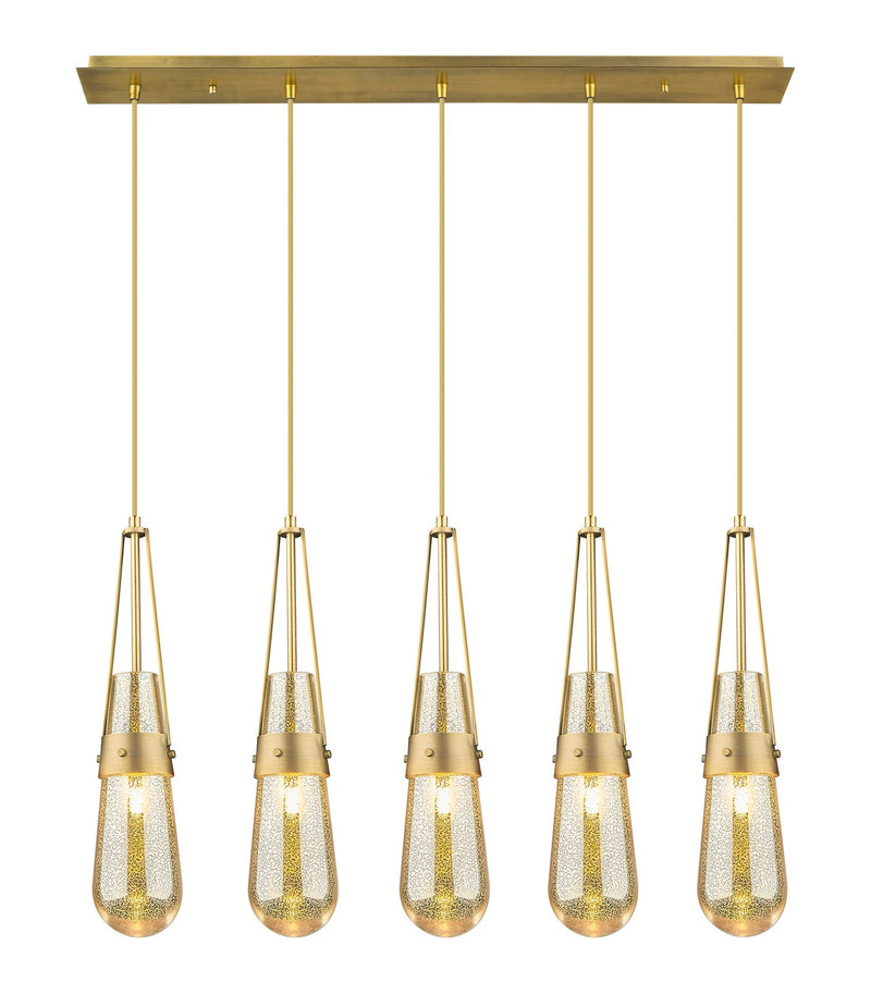 Innovations 125-452-1P-BB-G452-4ME Five Light Linear Pendant, Brushed Brass