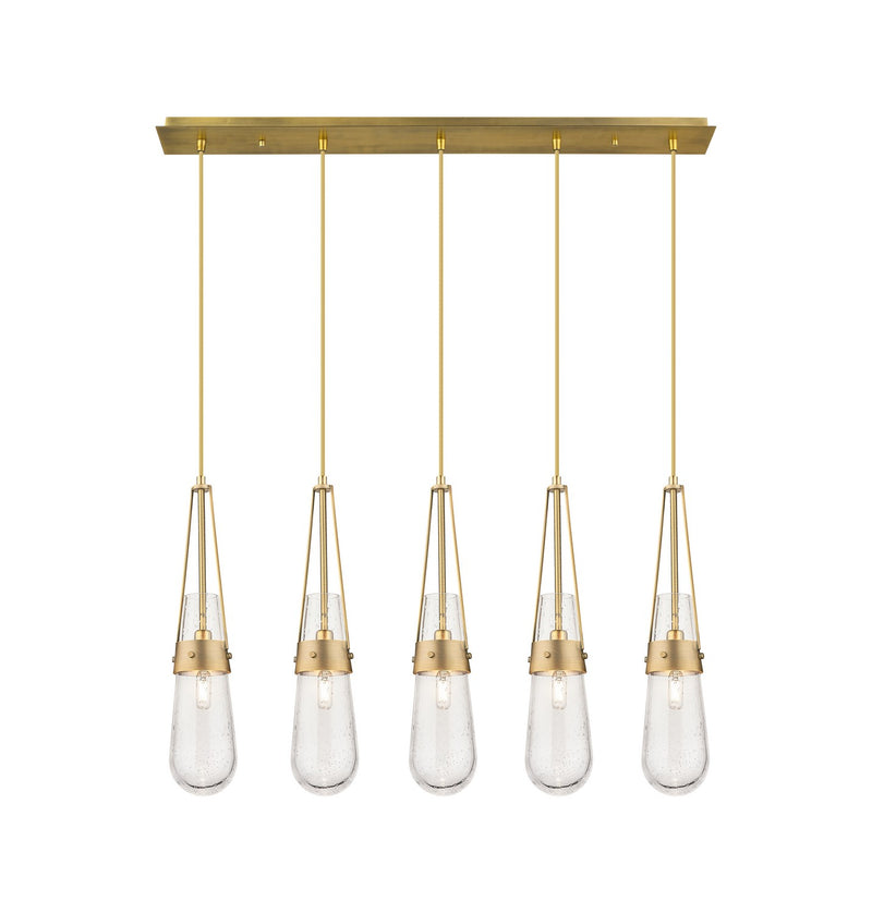 Innovations 125-452-1P-BB-G452-4SDY Five Light Linear Pendant, Brushed Brass