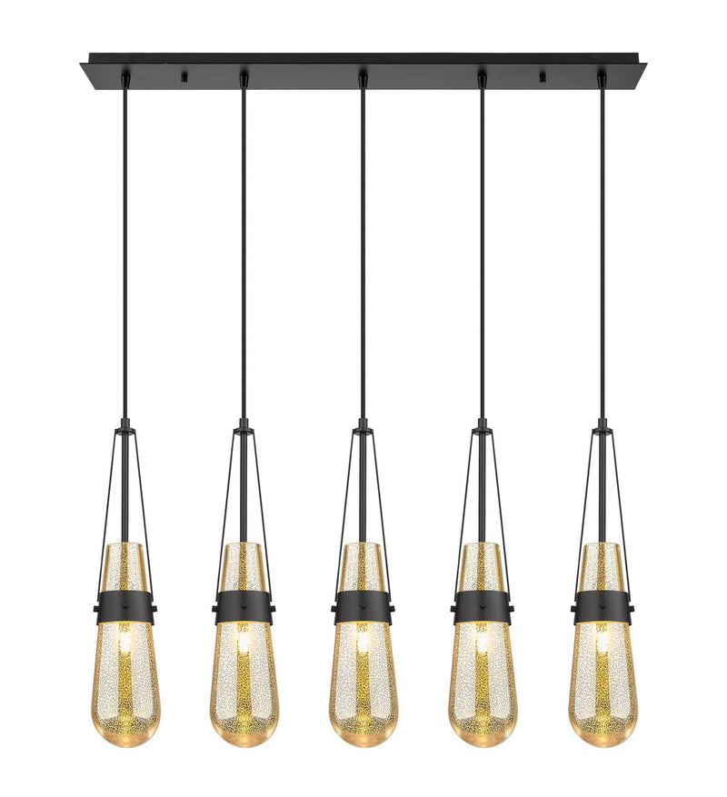 Innovations 125-452-1P-BK-G452-4ME Five Light Linear Pendant, Matte Black