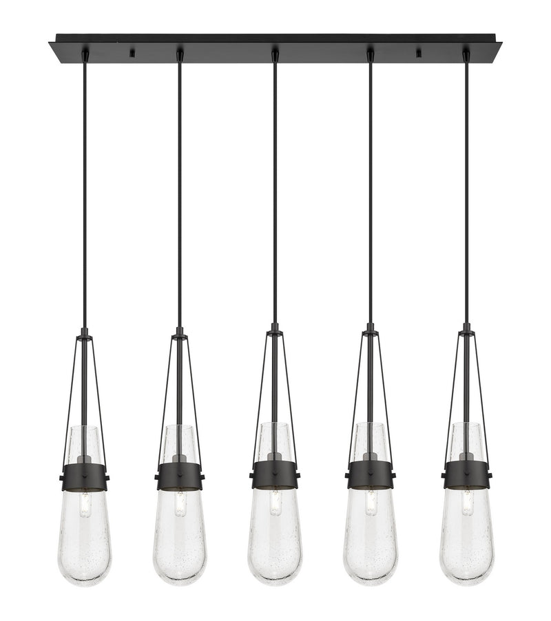 Innovations 125-452-1P-BK-G452-4SDY Five Light Linear Pendant, Matte Black