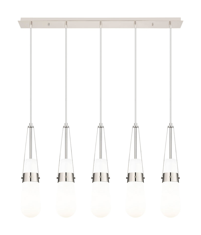 Innovations 125-452-1P-PN-G452-4GWH Five Light Linear Pendant, Polished Nickel