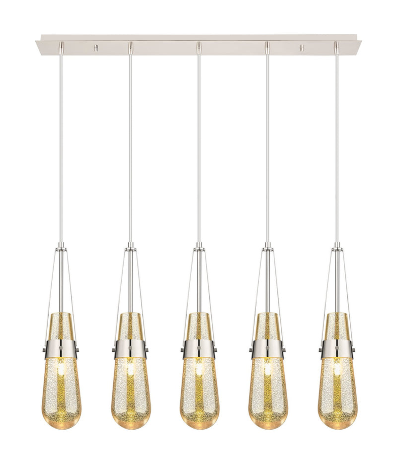 Innovations 125-452-1P-PN-G452-4ME Five Light Linear Pendant, Polished Nickel