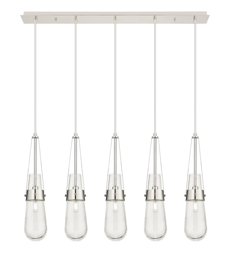 Innovations 125-452-1P-PN-G452-4SDY Five Light Linear Pendant, Polished Nickel