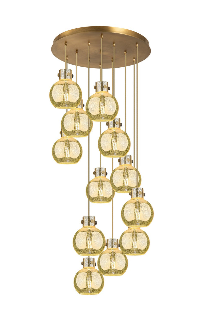 Innovations 126-410-1PS-BB-G410-8ME 12 Light Pendant, Brushed Brass