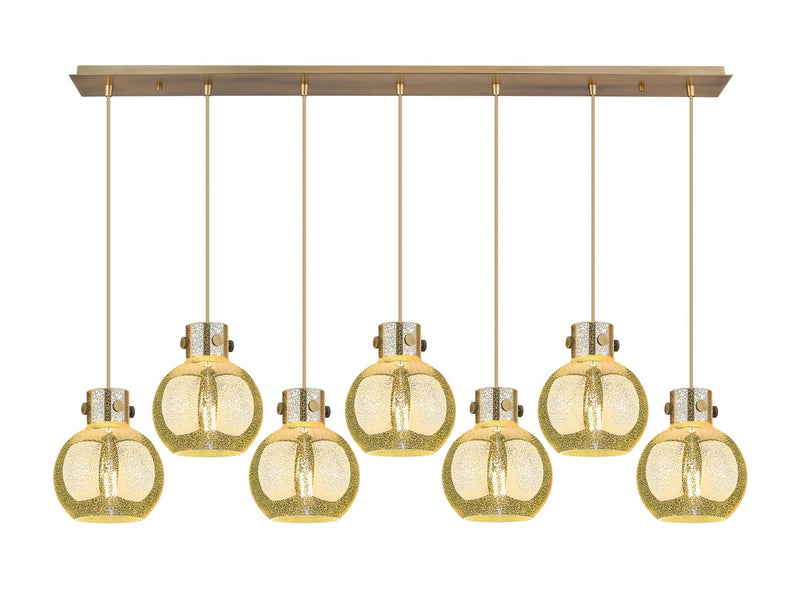 Innovations 127-410-1PS-BB-G410-8ME Seven Light Linear Pendant, Brushed Brass