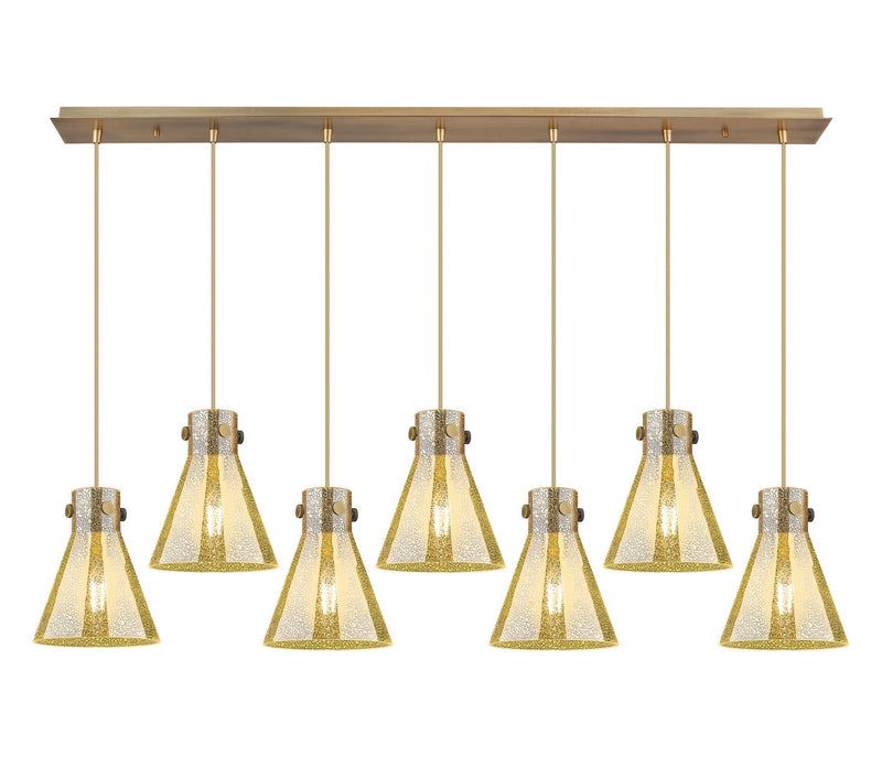 Innovations 127-410-1PS-BB-G411-8ME Seven Light Linear Pendant, Brushed Brass