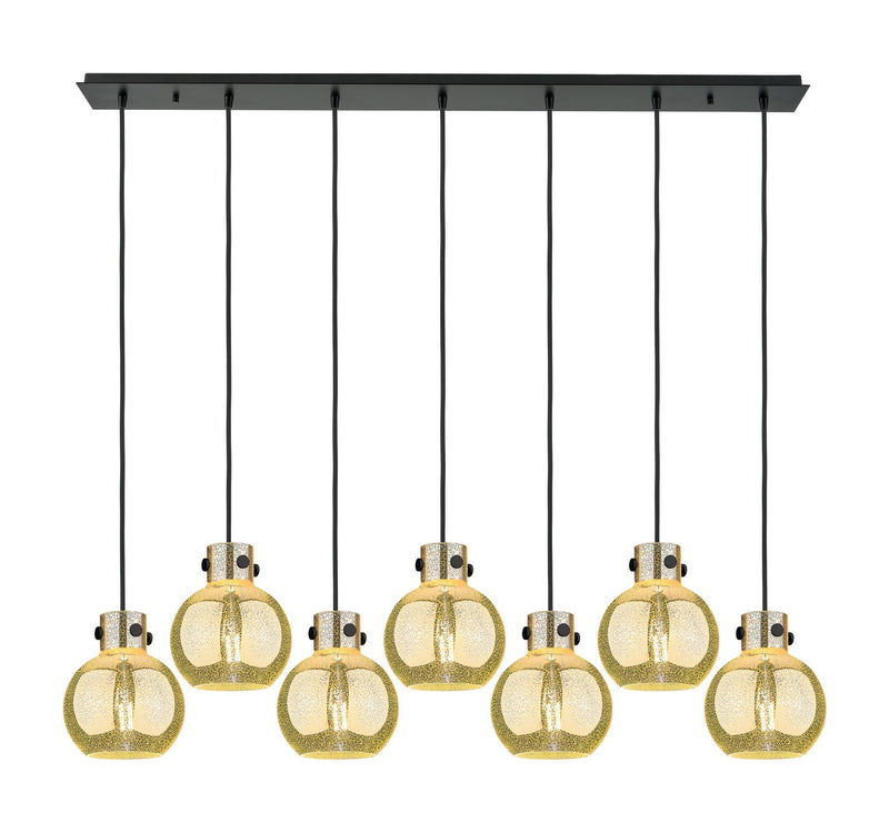 Innovations 127-410-1PS-BK-G410-8ME Seven Light Linear Pendant, Matte Black