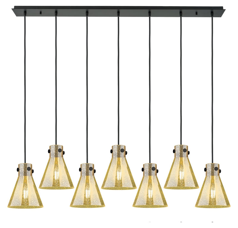 Innovations 127-410-1PS-BK-G411-8ME Seven Light Linear Pendant, Matte Black