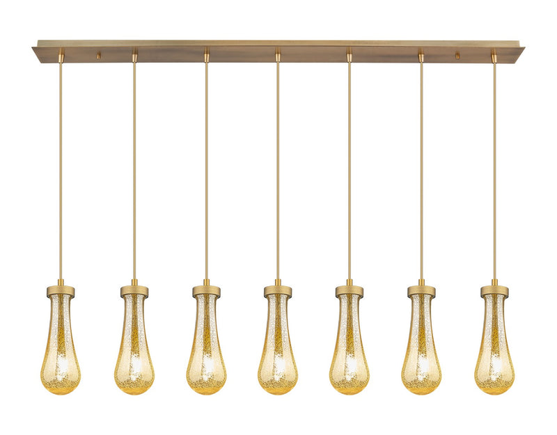 Innovations 127-451-1P-BB-G451-4ME Seven Light Linear Pendant, Brushed Brushed Brass