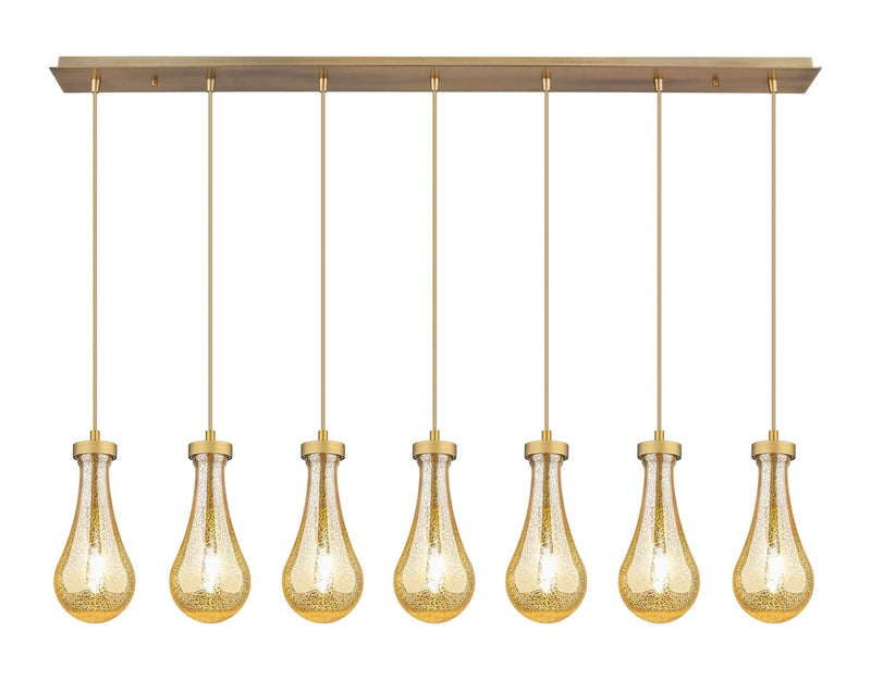 Innovations 127-451-1P-BB-G451-5ME Seven Light Linear Pendant, Brushed Brass