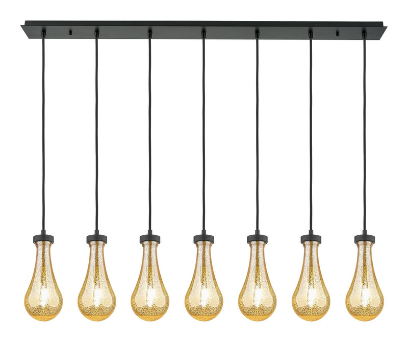 Innovations 127-451-1P-BK-G451-5ME Seven Light Linear Pendant, Matte Black