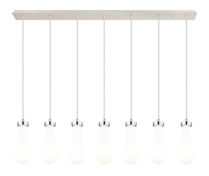 Innovations 127-451-1P-PN-G451-4GWH Seven Light Linear Pendant, Brushed Polished Nickel