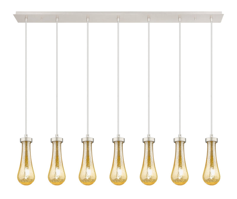 Innovations 127-451-1P-PN-G451-4ME Seven Light Linear Pendant, Brushed Polished Nickel
