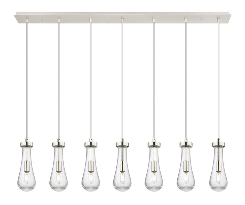 Innovations 127-451-1P-PN-G451-4SDY Seven Light Linear Pendant, Brushed Polished Nickel