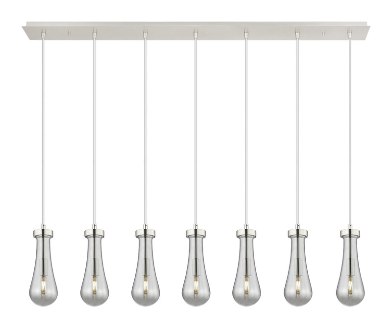 Innovations 127-451-1P-PN-G451-4SM Seven Light Linear Pendant, Polished Nickel