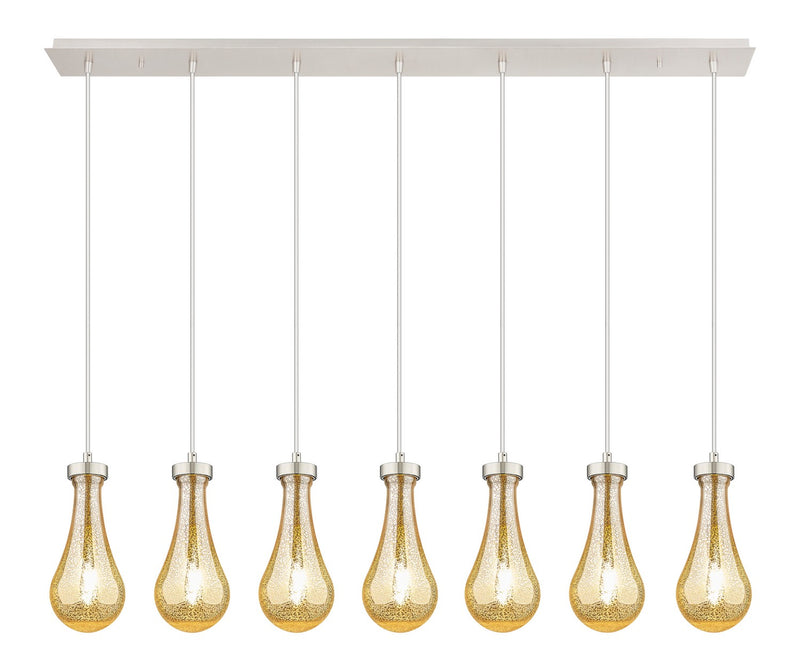 Innovations 127-451-1P-PN-G451-5ME Seven Light Linear Pendant, Polished Nickel