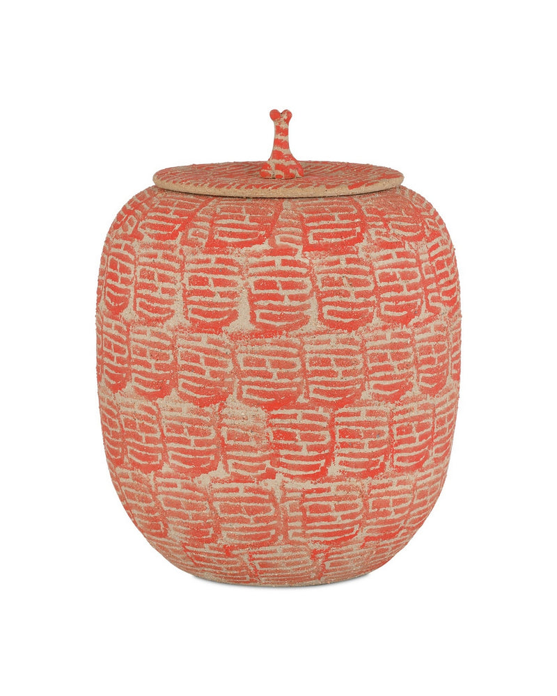 Currey and Company 1200-0979 Jar, Red/Beige