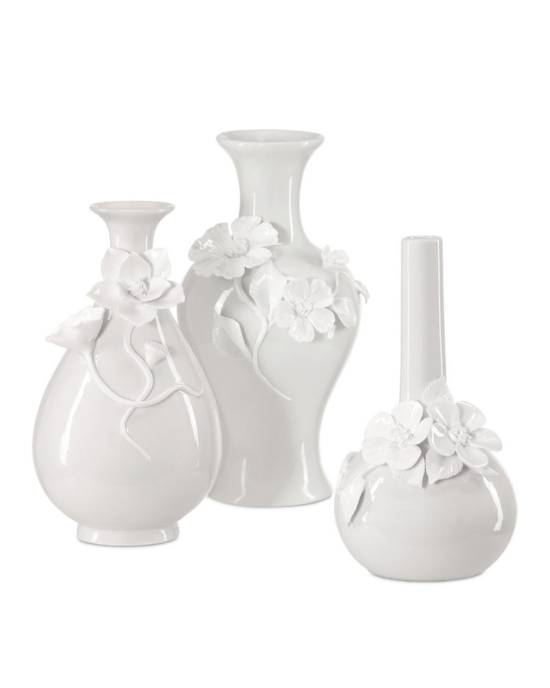 Currey and Company 1200-0982 Vase Set of 3, White