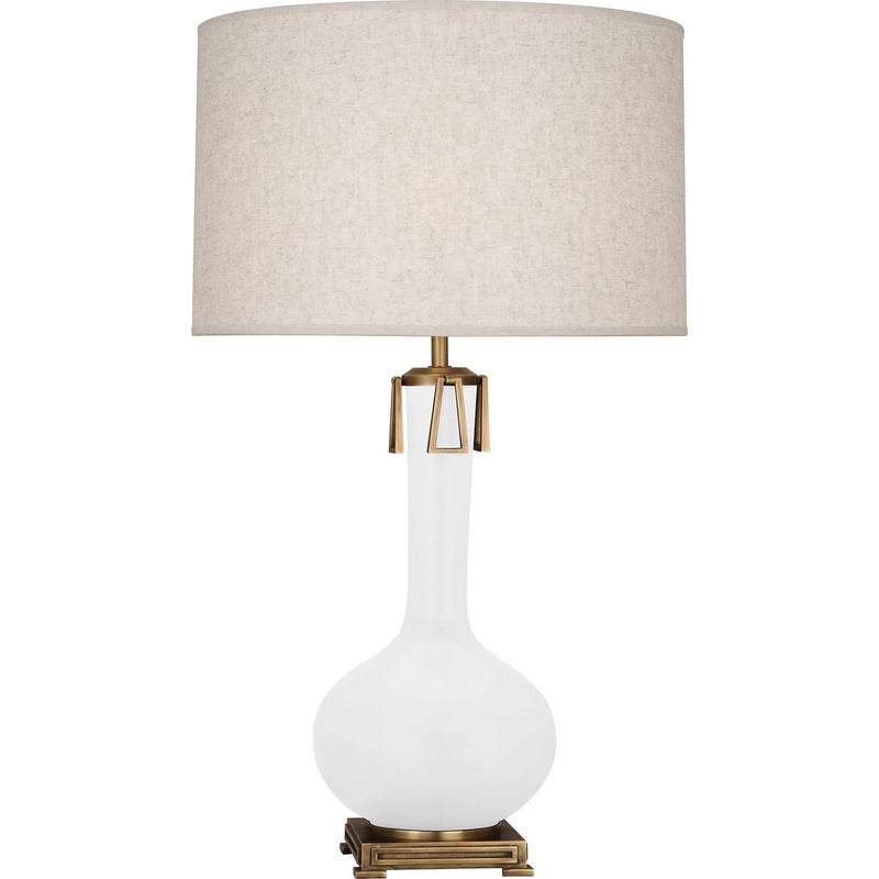 Robert Abbey MDY92 One Light Table Lamp, Matte Daisy Glazed Ceramic w/Aged Brass