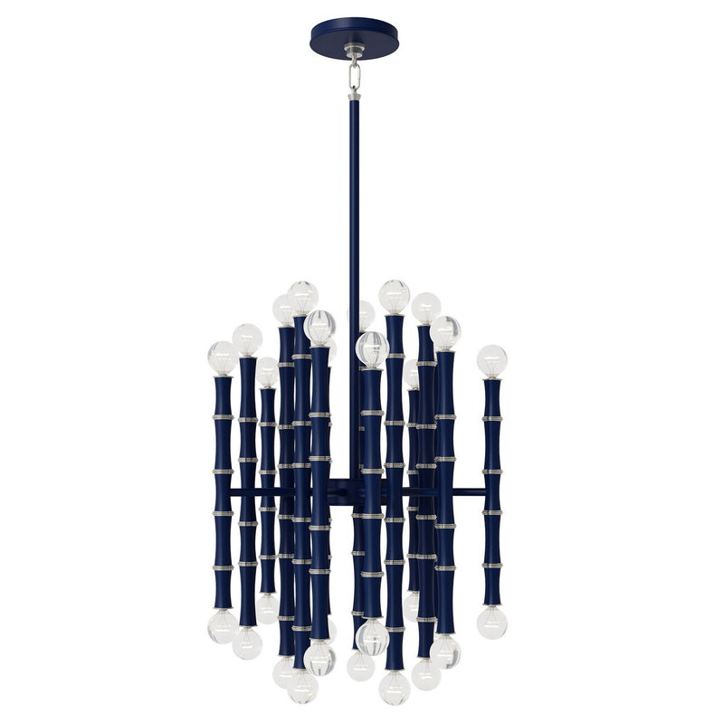 Robert Abbey MMB49 30 Light Chandelier, Matte Midnight Blue w/Polished Nickel