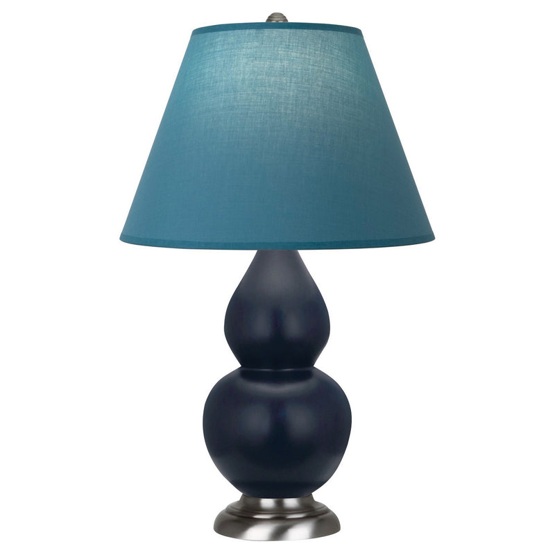 Robert Abbey MMB52B One Light Accent Lamp, Matte Midnight Blue Glazed Ceramic w/Antique Silver