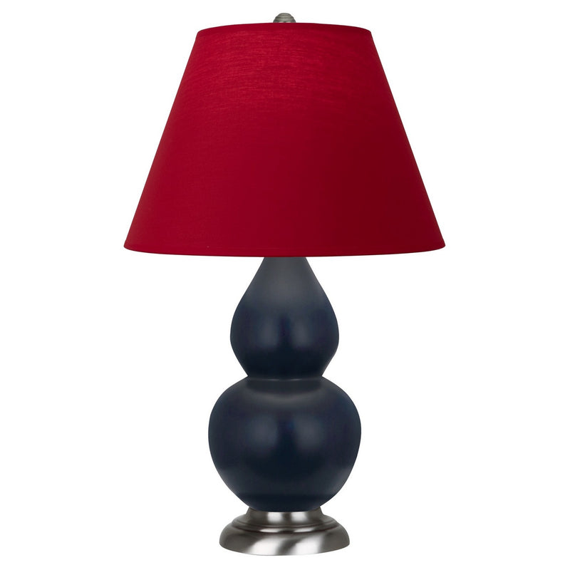 Robert Abbey MMB52R One Light Accent Lamp, Matte Midnight Blue Glazed Ceramic w/Antique Silver