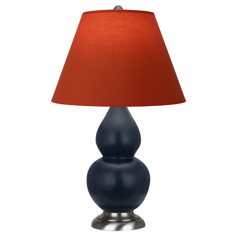 Robert Abbey MMB52T One Light Accent Lamp, Matte Midnight Blue Glazed Ceramic w/Antique Silver