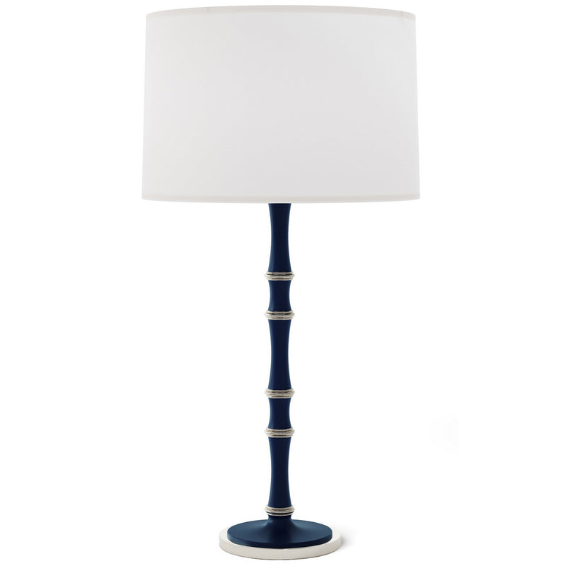 Robert Abbey MMB72 One Light Table Lamp, Matte Midnight Blue w/Polished Nickel