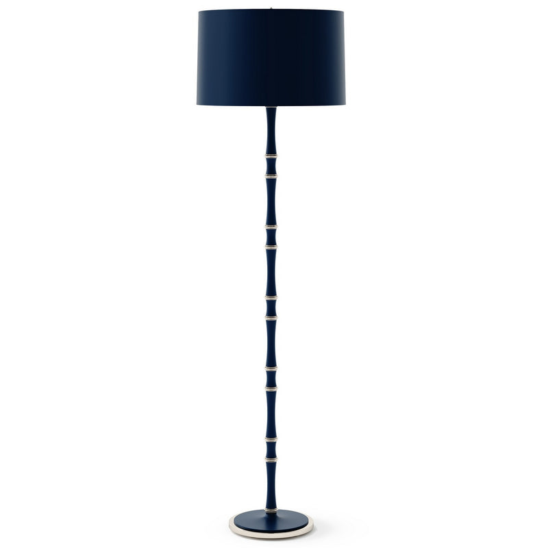 Robert Abbey MMB74X One Light Floor Lamp, Matte Midnight Blue w/Polished Nickel