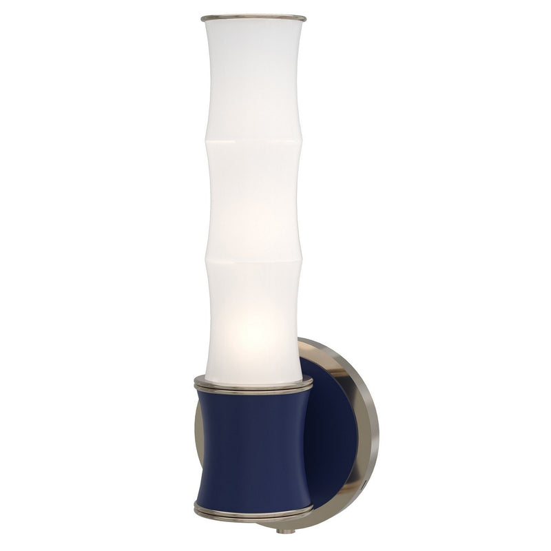 Robert Abbey MMB69 One Light Wall Sconce, Matte Midnight Blue w/Polished Nickel