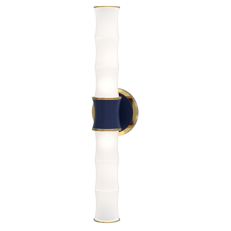 Robert Abbey MMB83 Two Light Wall Sconce, Matte Midnight Blue w/Modern Brass