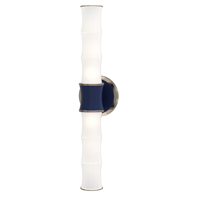 Robert Abbey MMB84 Two Light Wall Sconce, Matte Midnight Blue w/Polished Nickel