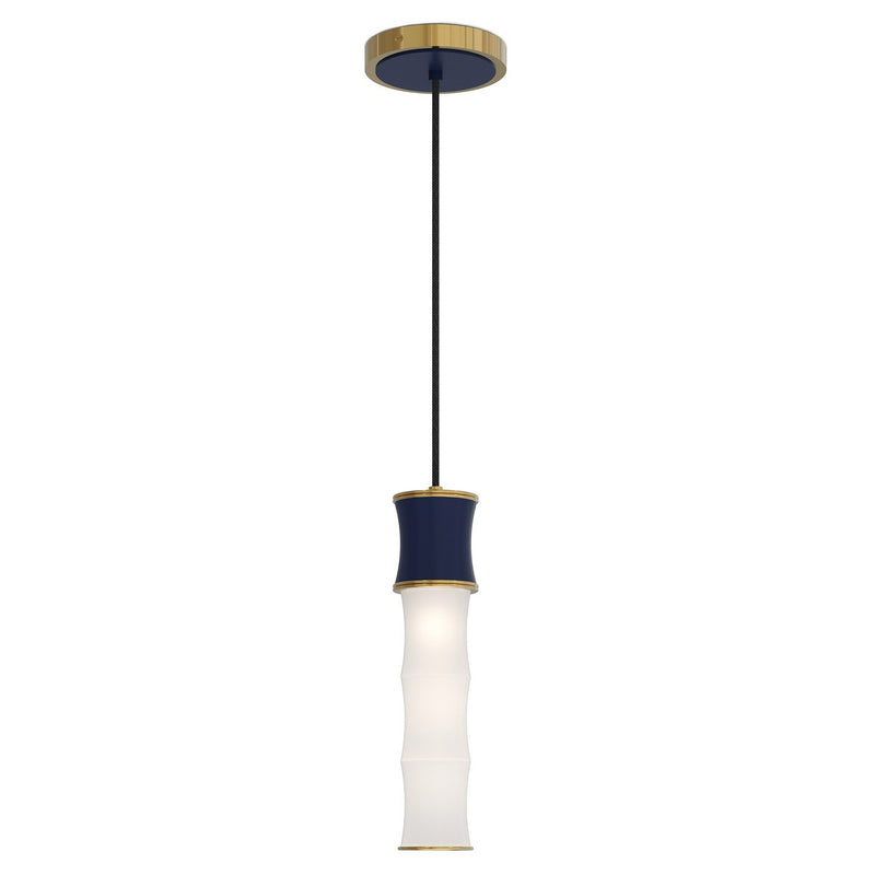 Robert Abbey MMB85 One Light Pendant, Matte Midnight Blue w/Modern Brass