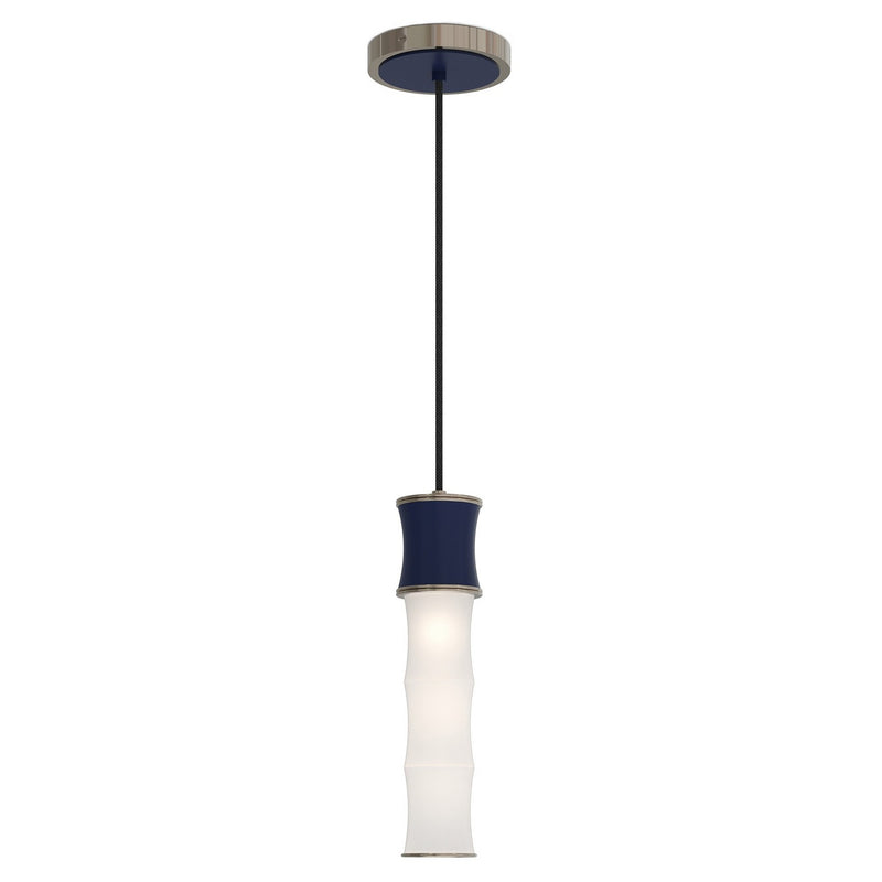 Robert Abbey MMB86 One Light Pendant, Matte Midnight Blue w/Polished Nickel