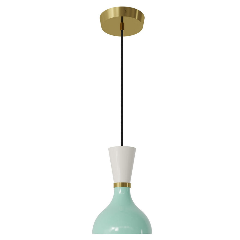 Robert Abbey MN01LY One Light Pendant, Modern Brass w/Mint, Lily Painted