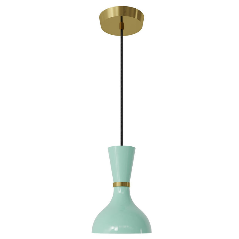 Robert Abbey MN01MN One Light Pendant, Modern Brass w/Mint Painted