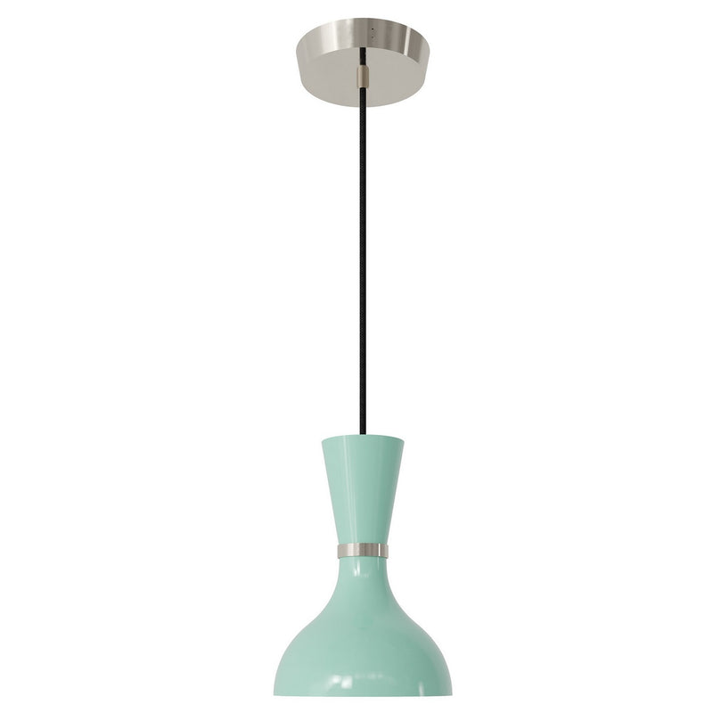 Robert Abbey MN02MN One Light Pendant, Polished Nickel w/Mint Painted