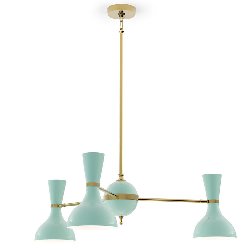 Robert Abbey MN03MN Three Light Chandelier, Modern Brass w/Mint Painted
