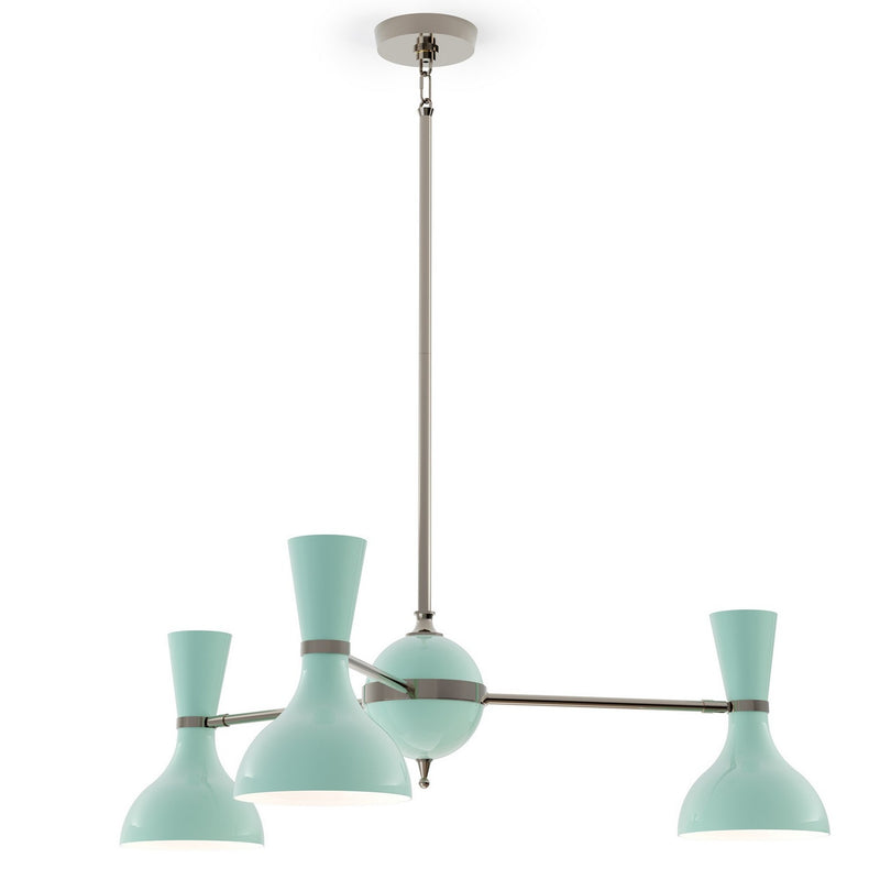 Robert Abbey MN04MN Three Light Chandelier, Polished Nickel w/Mint Painted