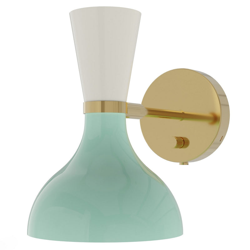 Robert Abbey MN05LY One Light Wall Sconce, Modern Brass w/Mint, Lily Painted
