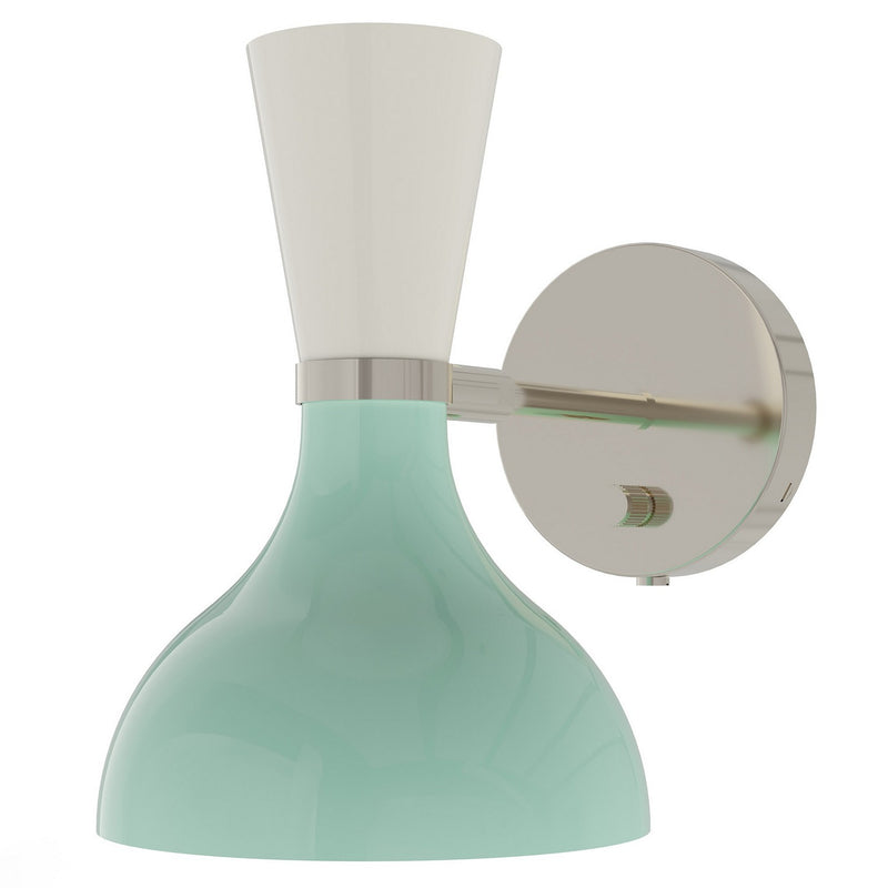 Robert Abbey MN06LY One Light Wall Sconce, Polished Nickel w/Mint, Lily Painted