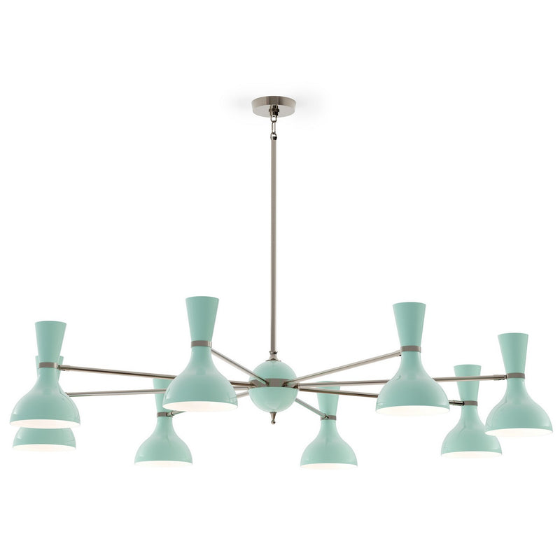 Robert Abbey MN09MN Eight Light Chandelier, Polished Nickel w/Mint Painted