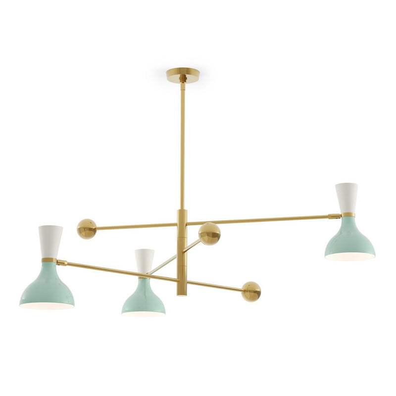 Robert Abbey MN10LY Three Light Pendant, Modern Brass w/Mint, Lily Painted