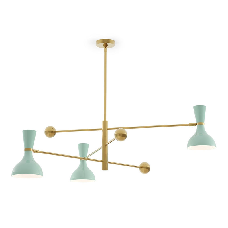 Robert Abbey MN10MN Three Light Pendant, Modern Brass w/Mint Painted