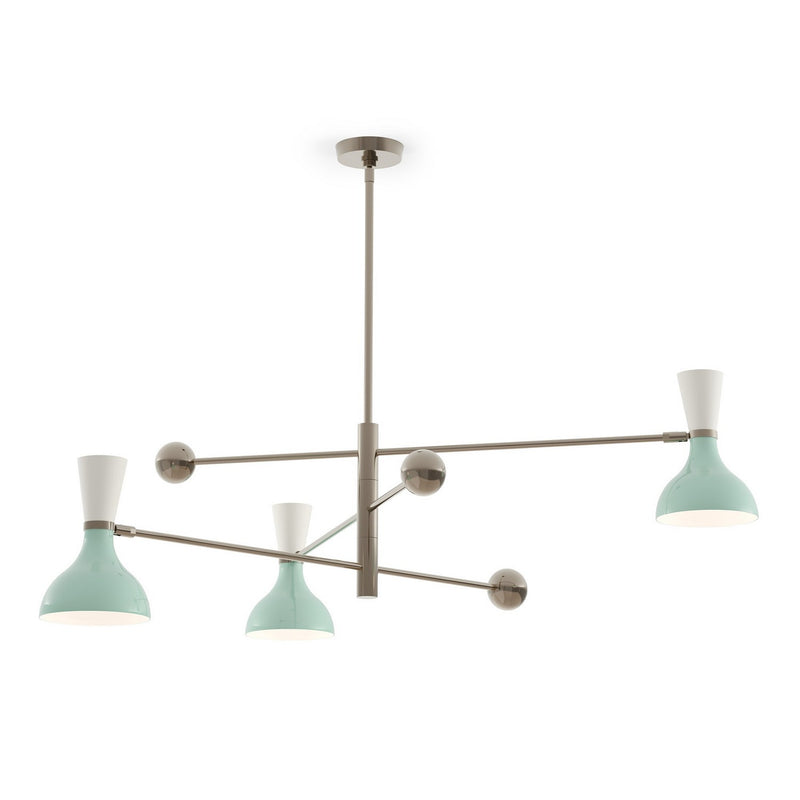 Robert Abbey MN11LY Three Light Pendant, Polished Nickel w/Mint, Lily Painted
