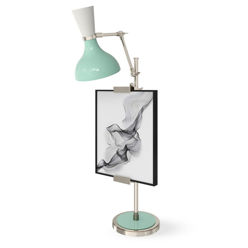 Robert Abbey MN15LY One Light Table Easel, Polished Nickel w/Mint, Lily Painted